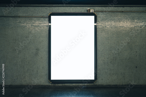 Metro light box with blank space for advertisement. Mock-up design. Horizontal