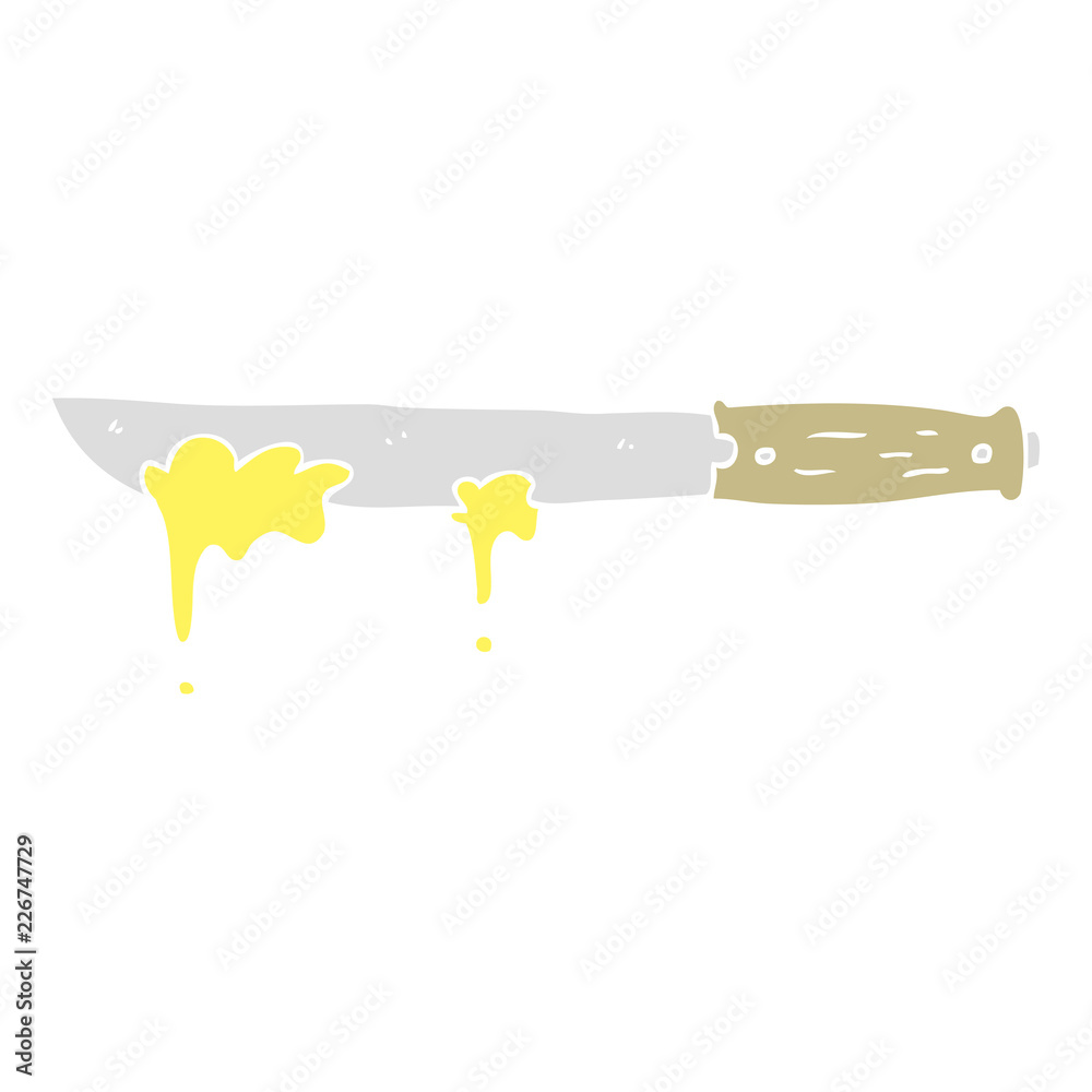 flat color illustration of a cartoon butter knife Stock Vector | Adobe Stock