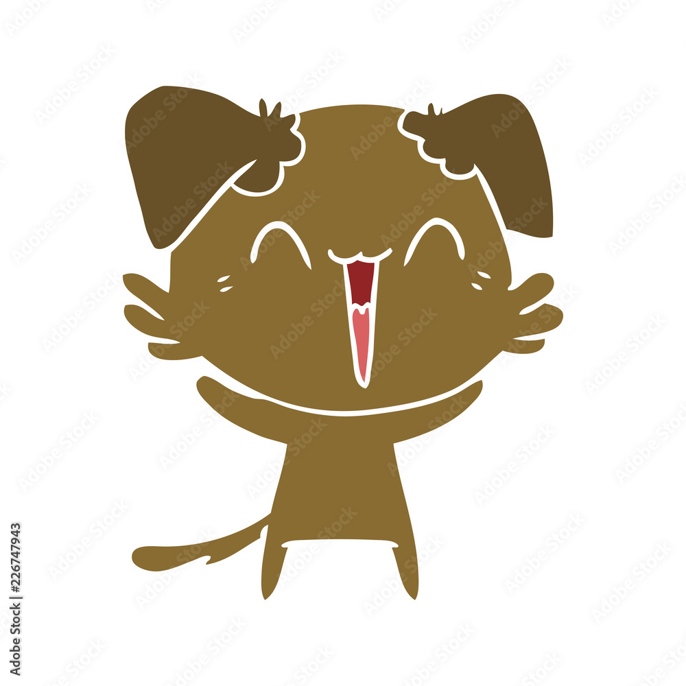 happy little dog flat color style cartoon happy little dog flat color style cartoon