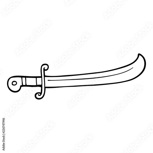 line drawing cartoon jeweled sword