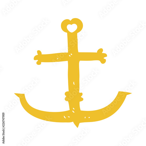 flat color illustration of a cartoon anchor