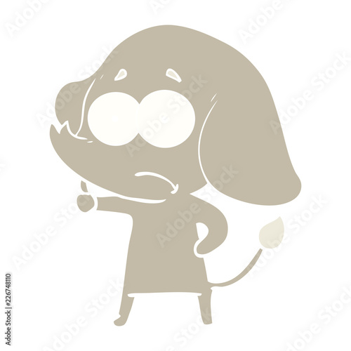 flat color style cartoon unsure elephant