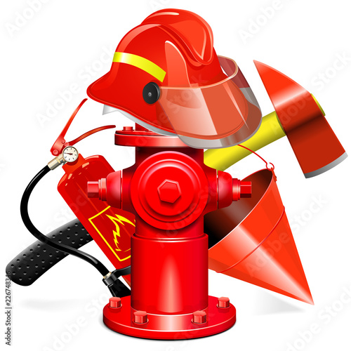 Vector Fire Prevention Equipment Concept with Hydrant