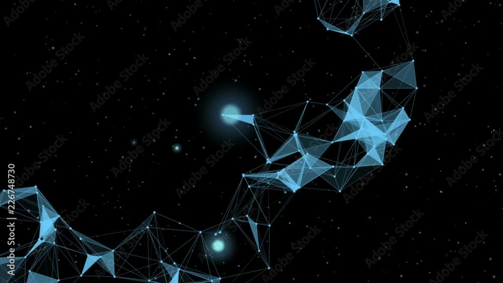 The bending of the megastructure. Flickering space. Composition in blue ...