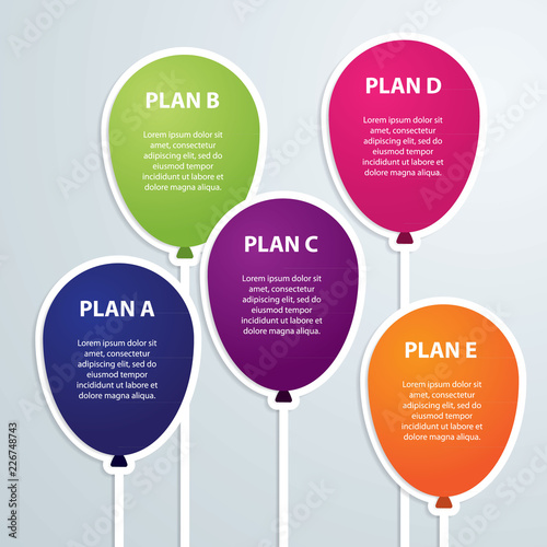Balloons infographics timeline label vector illustration