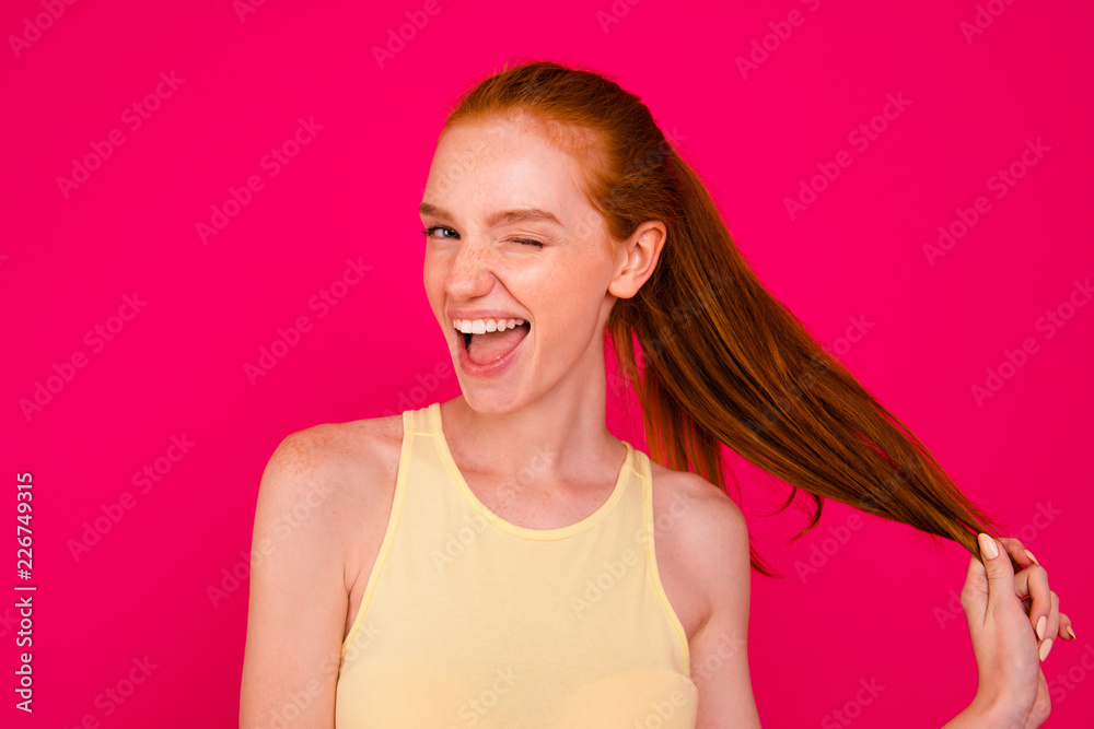 Portrait of nice cute attractive cool cheerful delight positive Portrait of nice cute attractive cool cheerful delight positive