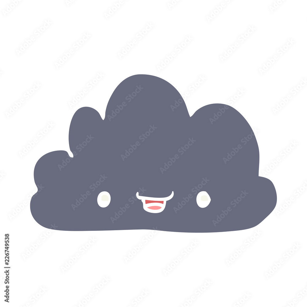 happy flat color style cartoon cloud happy flat color style cartoon cloud