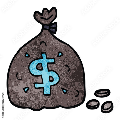 cartoon doodle bag of dollars