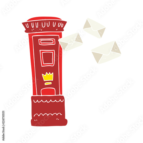 flat color illustration of a cartoon british post box