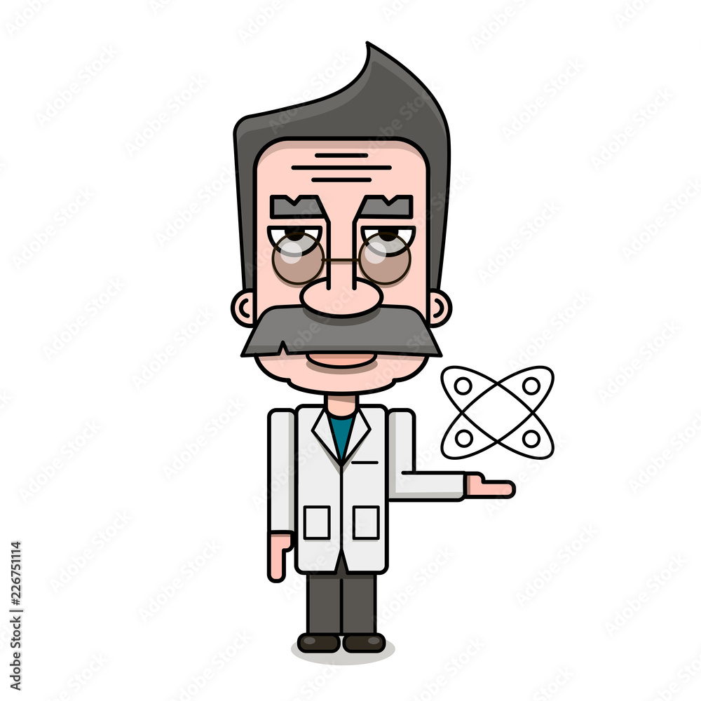 Old Scientist Icon Retro Cartoon Design Vector Old Scientist Icon Retro Cartoon Design Vector
