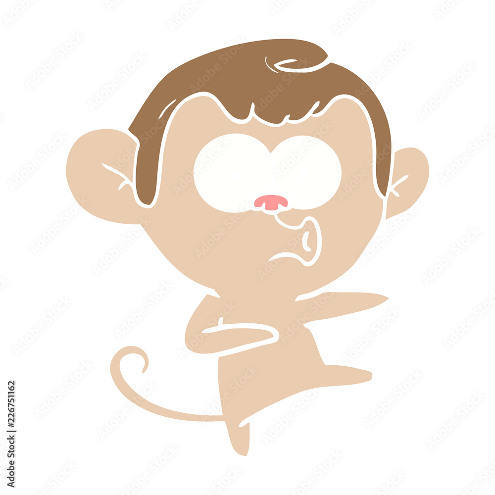 Fototapeta premium flat color style cartoon dancing monkey