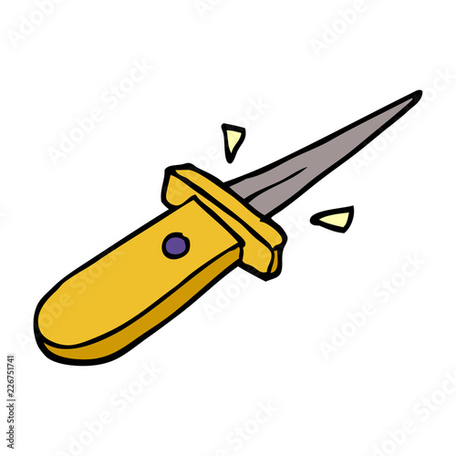 cartoon doodle flick knife snapping open