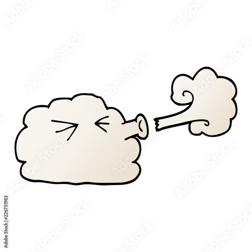 cartoon doodle cloud blowing a gale