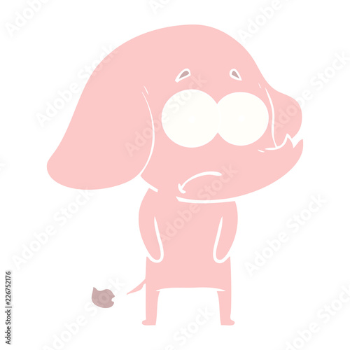 flat color style cartoon unsure elephant