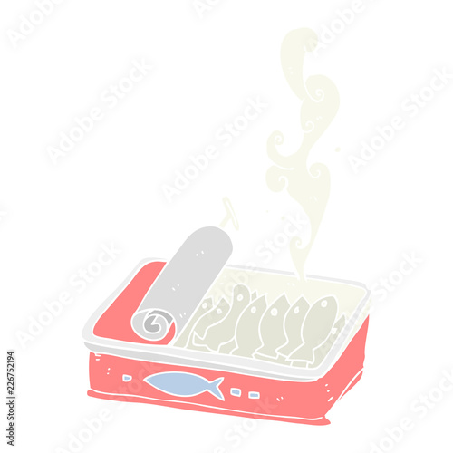 flat color illustration of a cartoon can of sardines