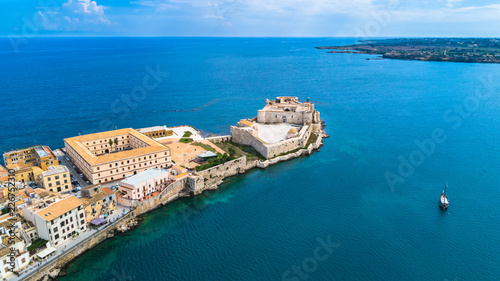Fototapeta Naklejka Na Ścianę i Meble -  Aerial. Ortigia a small island which is the historical centre of the city of Syracuse, Sicily. Italy.