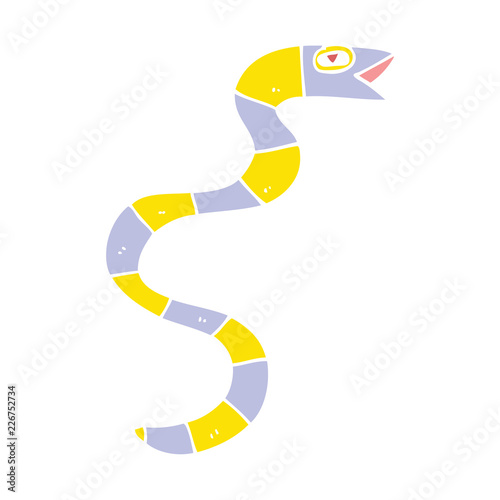 hissing flat color style cartoon snake