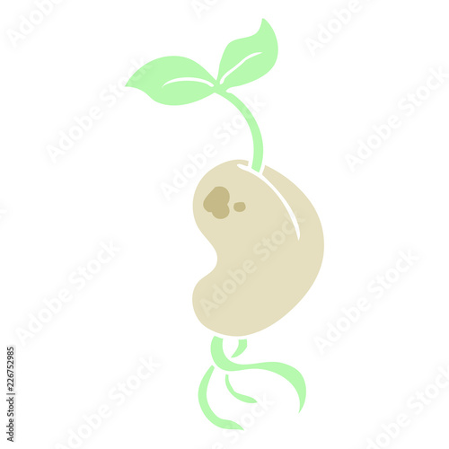flat color illustration of a cartoon sprouting seed