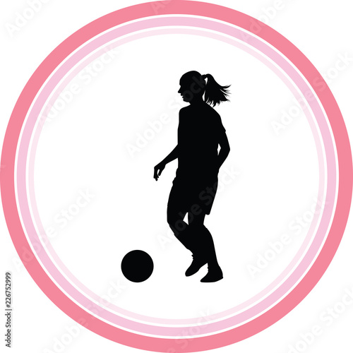 soccer women silhouette. girl player vector