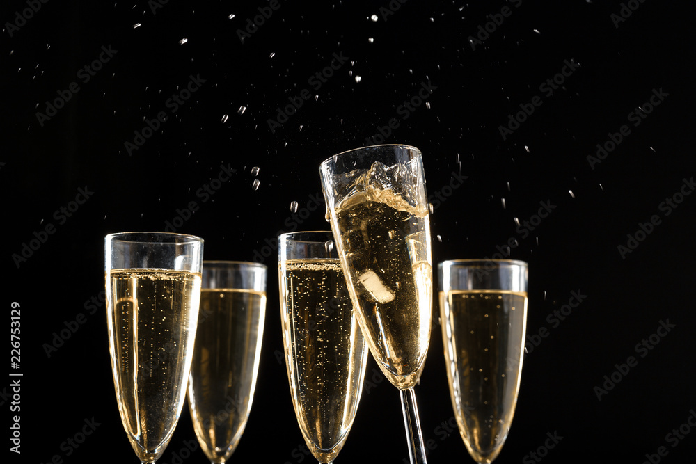 Glasses of champagne with splash Glasses of champagne with splash