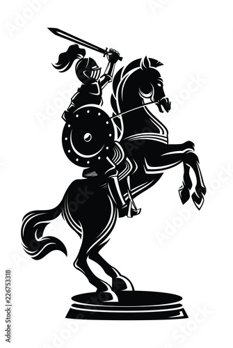 Horse knight vectror illustration in silhouette