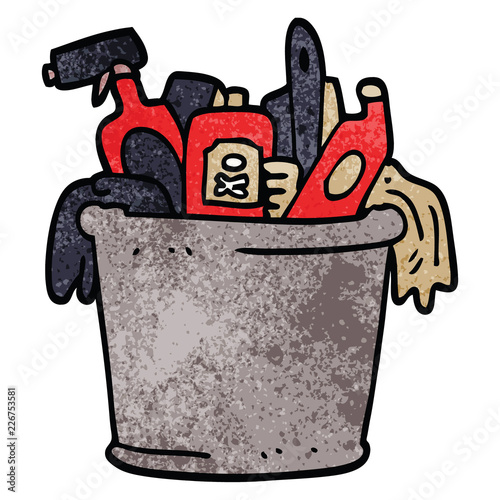 cartoon doodle house cleaning products