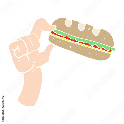 flat color illustration of a cartoon sub sandwich