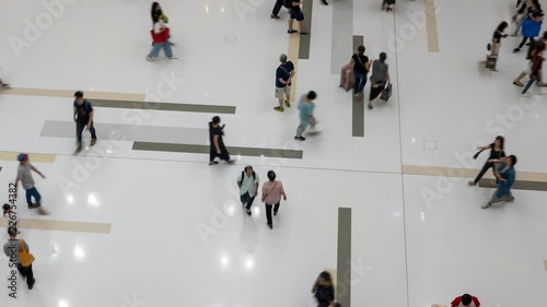 Crowd Of Anonymous Unrecognizable People Walking In Mall - time lapse 