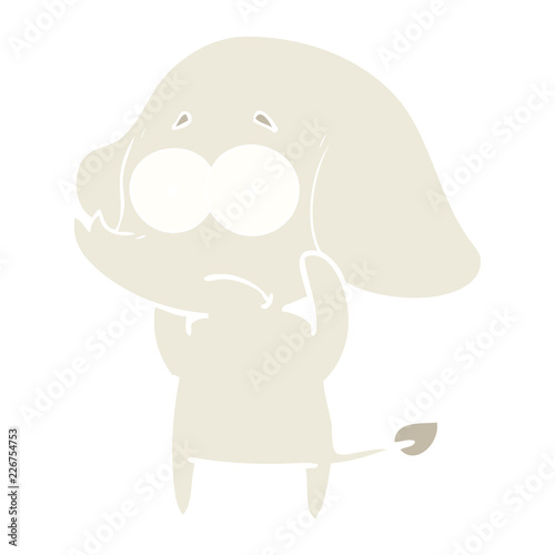 flat color style cartoon unsure elephant