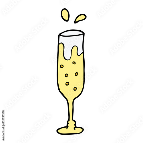 cartoon doodle glass of champagne