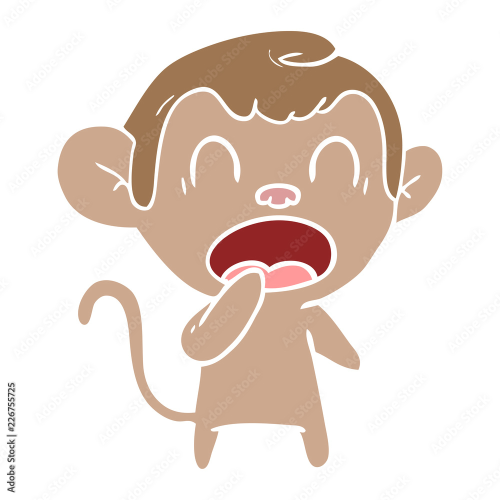 yawning flat color style cartoon monkey yawning flat color style cartoon monkey