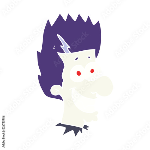 flat color illustration of a cartoon grinning vampire