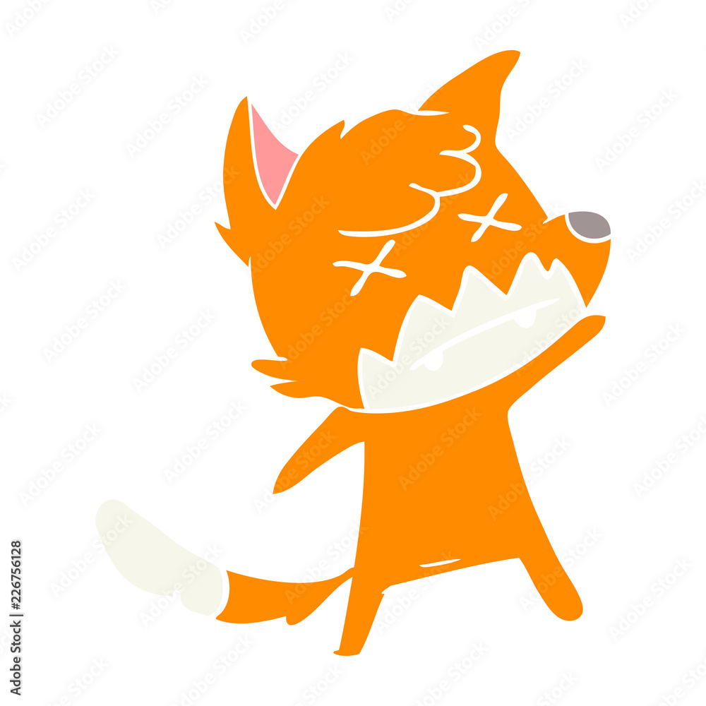 flat color style cartoon cross eyed fox Stock Vector | Adobe Stock