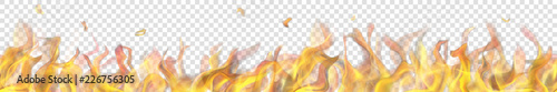 Translucent long fire flame with horizontal seamless repeat on transparent background. For used on light backgrounds. Transparency only in vector format