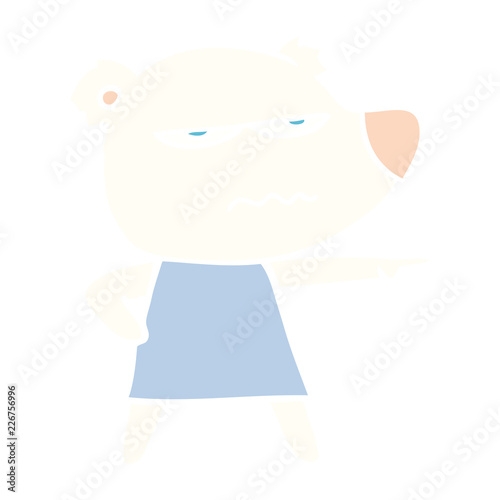 flat color style cartoon angry bear polar girl pointing