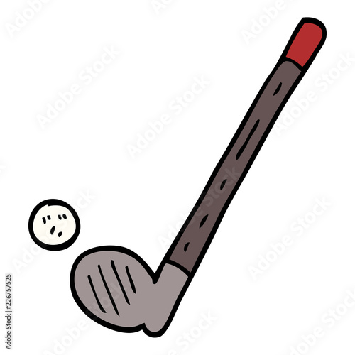 cartoon doodle golf club and ball