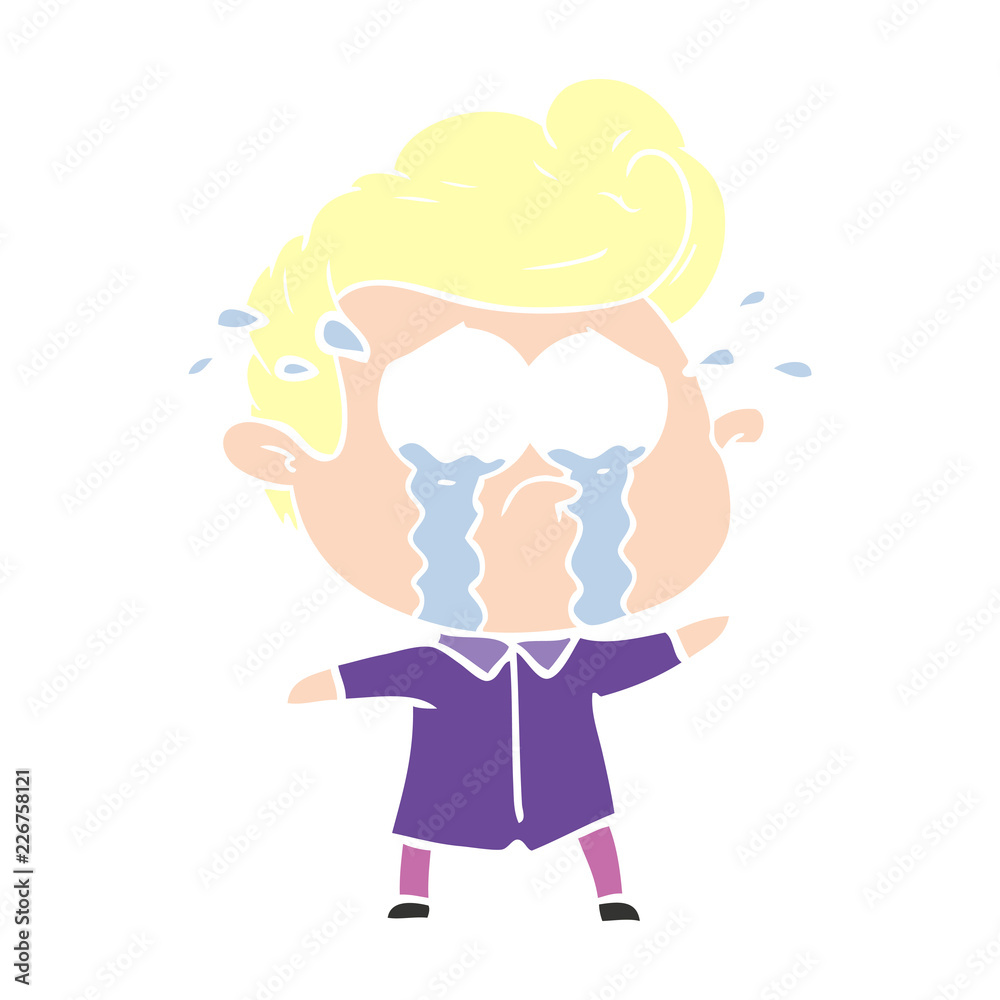 flat color style cartoon crying man flat color style cartoon crying man