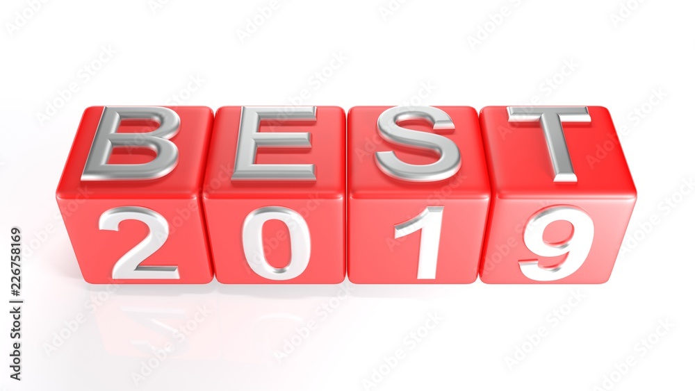 BEST 2019 red cubes banner - 3D rendering