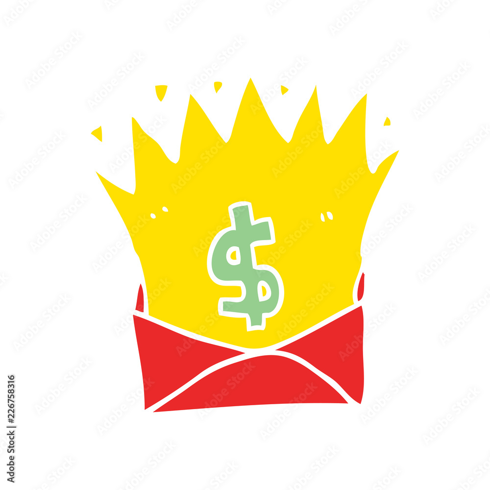 flat color style cartoon envelope with money sign flat color style cartoon envelope with money sign