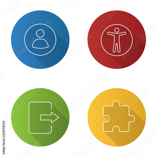 UI/UX flat linear long shadow icons set