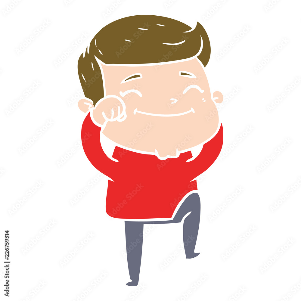 happy flat color style cartoon man happy flat color style cartoon man