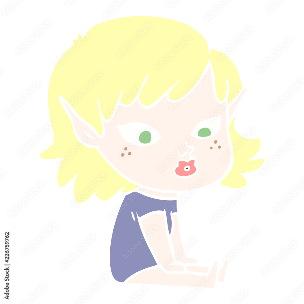 pretty flat color style cartoon elf girl pretty flat color style cartoon elf girl