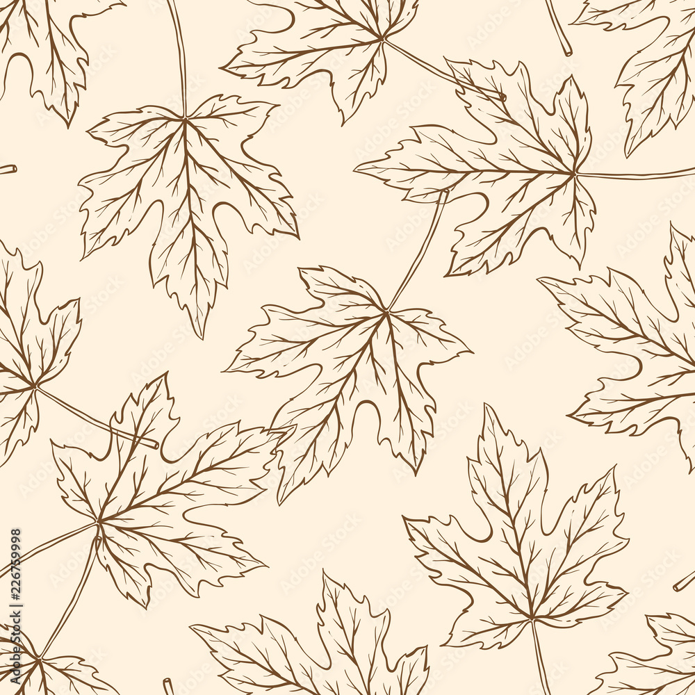 Pattern with falling maple leaves.