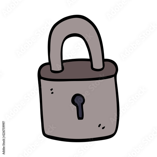 cartoon doodle padlock