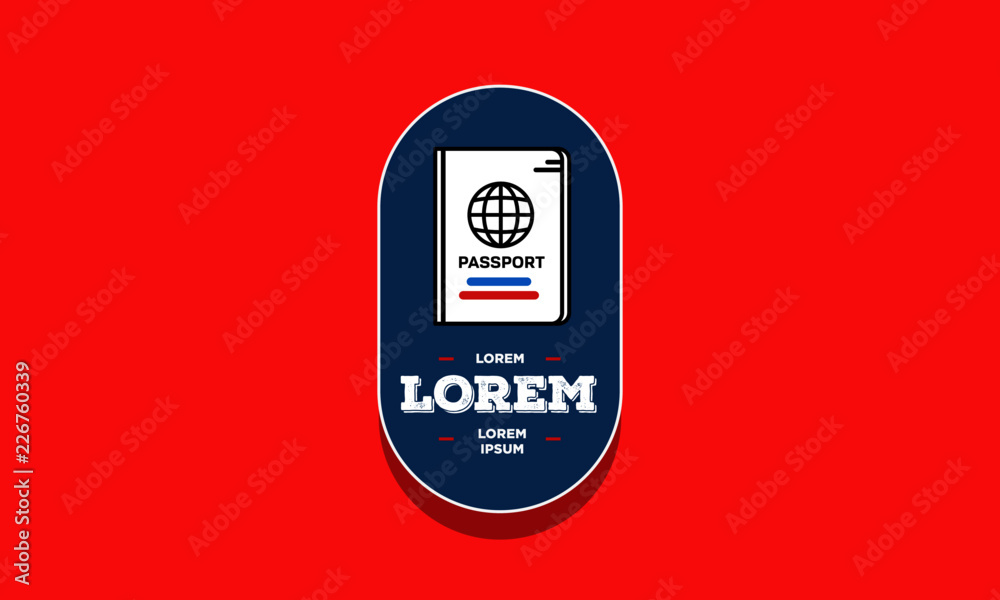 Badge Flat Style Design with Simple Passport Vector Illustration