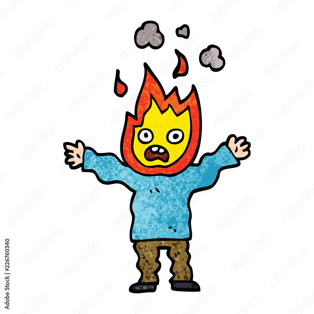 cartoon doodle man with head on fire Stock Vector | Adobe Stock