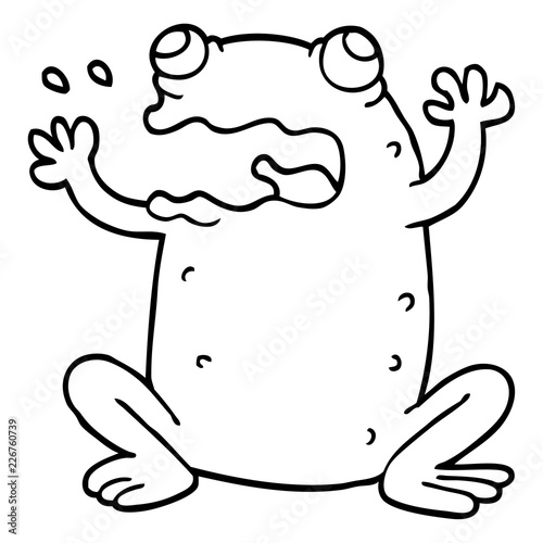 line drawing cartoon burping toad