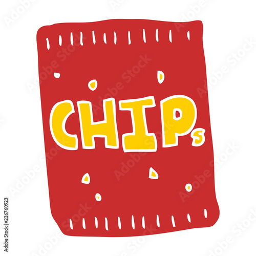 flat color style cartoon packet of chips