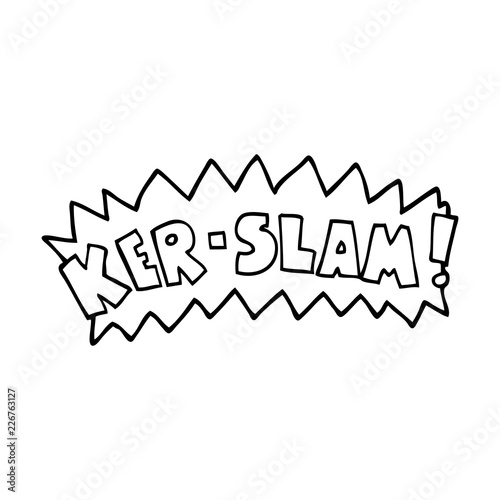 line drawing cartoon words ker slam