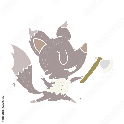 flat color style cartoon halloween werewolf with axe